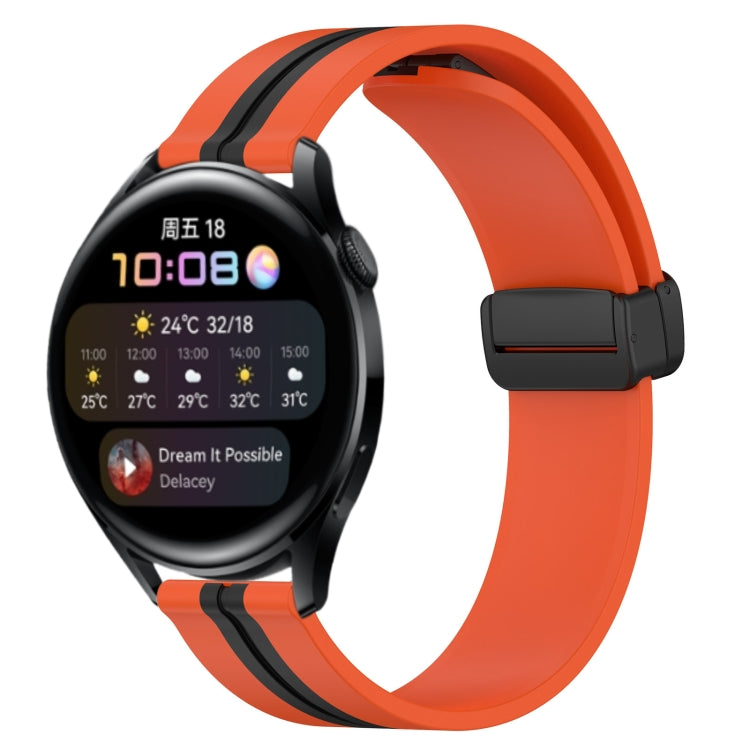 For Huawei Watch 3 22mm Folding Magnetic Clasp Silicone Watch Band
