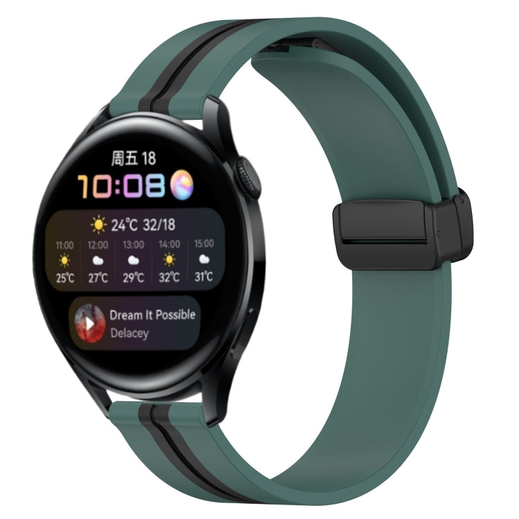 For Huawei Watch 3 22mm Folding Magnetic Clasp Silicone Watch Band