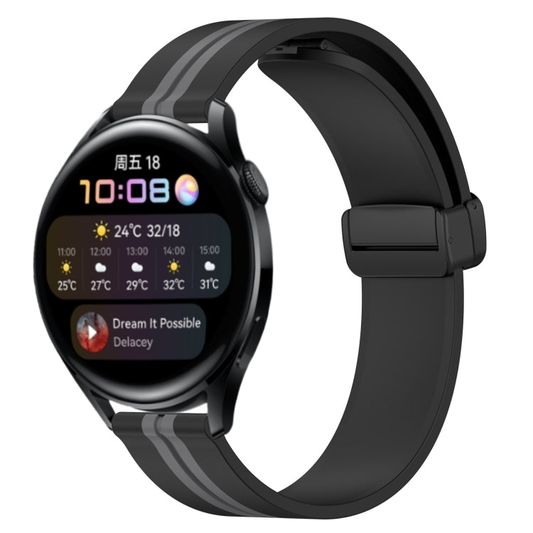 For Huawei Watch 3 22mm Folding Magnetic Clasp Silicone Watch Band