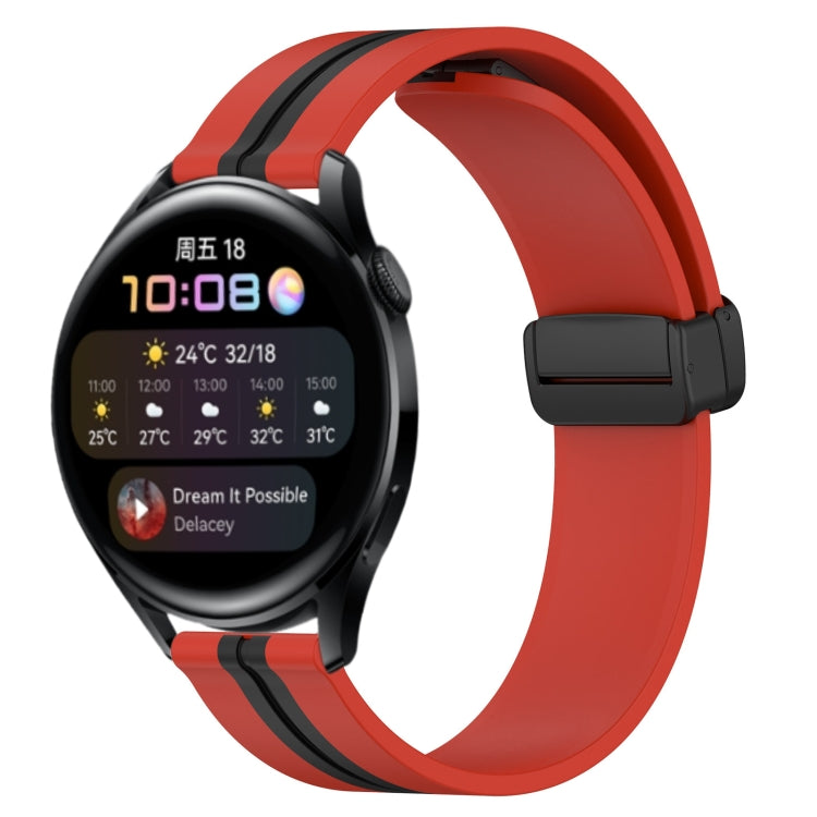 For Huawei Watch 3 22mm Folding Magnetic Clasp Silicone Watch Band