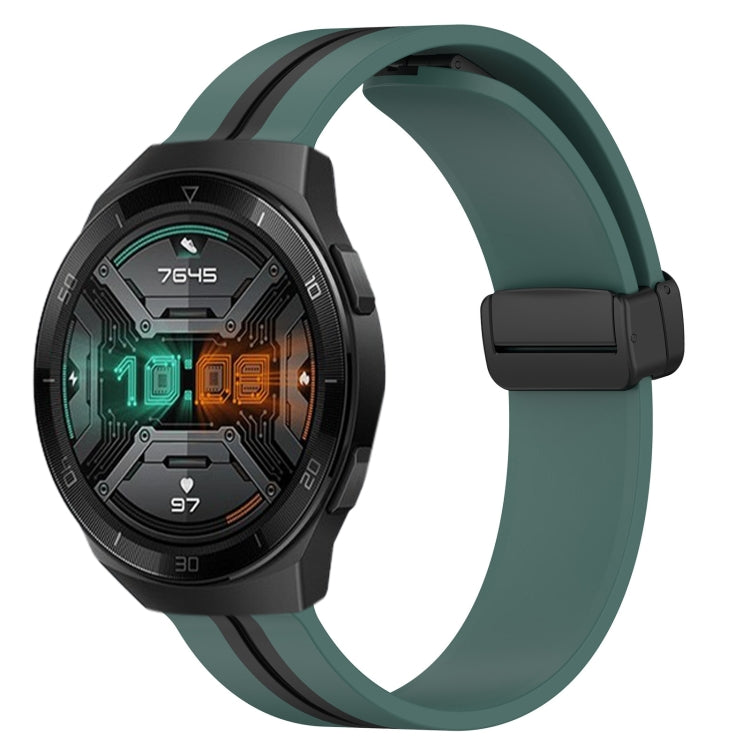 For Huawei Watch GT 2E 22mm Folding Magnetic Clasp Silicone Watch Band