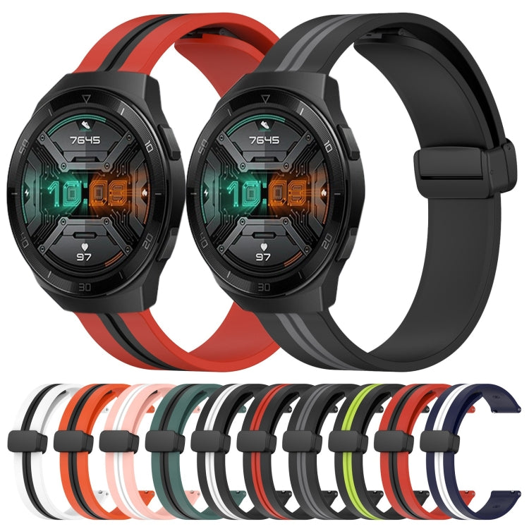 For Huawei Watch GT 2E 22mm Folding Magnetic Clasp Silicone Watch Band