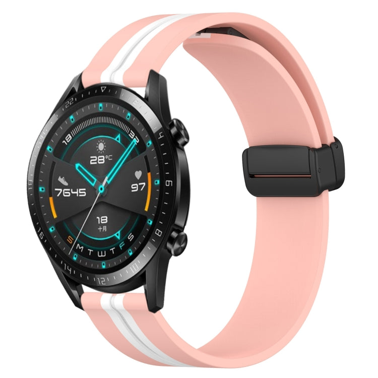 For Huawei GT2 46mm 22mm Folding Magnetic Clasp Silicone Watch Band