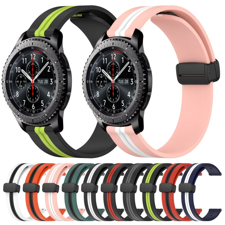 For Samsung Gear S3 Frontier 22mm Folding Magnetic Clasp Silicone Watch Band