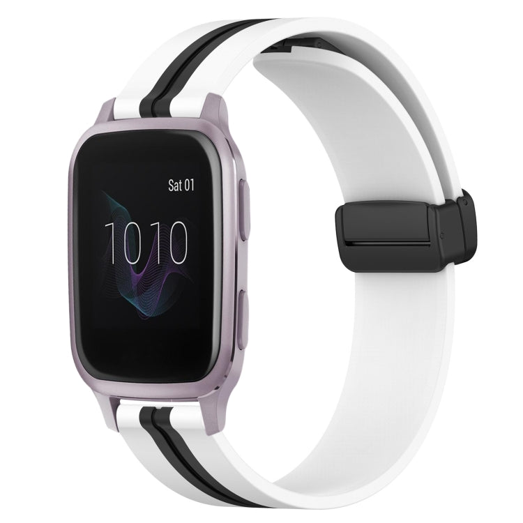 For Garmin Venu SQ 20mm Folding Magnetic Clasp Silicone Watch Band
