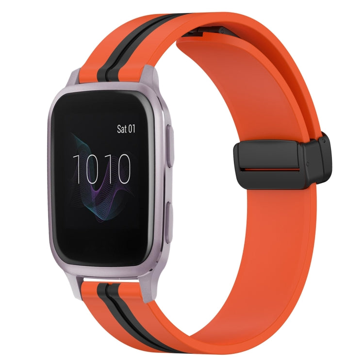 For Garmin Venu SQ 20mm Folding Magnetic Clasp Silicone Watch Band