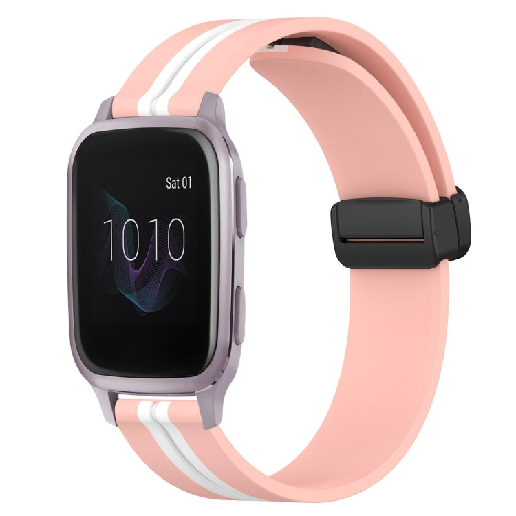For Garmin Venu SQ 20mm Folding Magnetic Clasp Silicone Watch Band