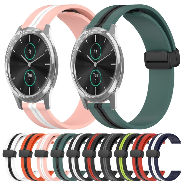 For Garminmove Luxe 20mm Folding Magnetic Clasp Silicone Watch Band