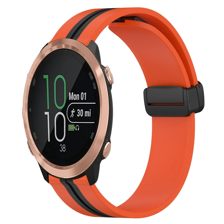 For Garmin Forerunner 645 Music 20mm Folding Magnetic Clasp Silicone Watch Band