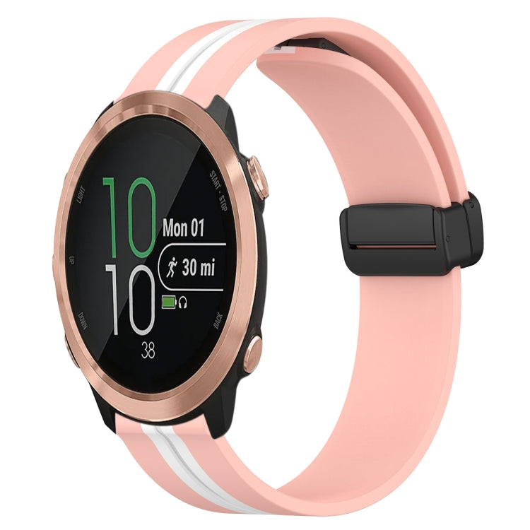 For Garmin Forerunner 645 Music 20mm Folding Magnetic Clasp Silicone Watch Band