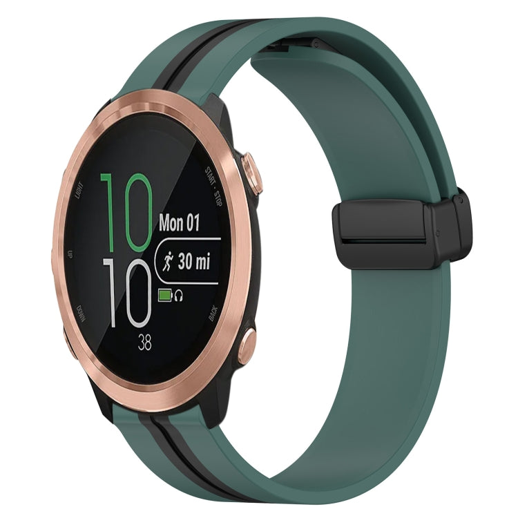For Garmin Forerunner 645 Music 20mm Folding Magnetic Clasp Silicone Watch Band
