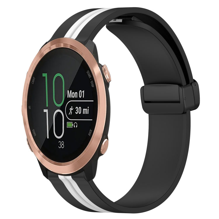 For Garmin Forerunner 645 Music 20mm Folding Magnetic Clasp Silicone Watch Band