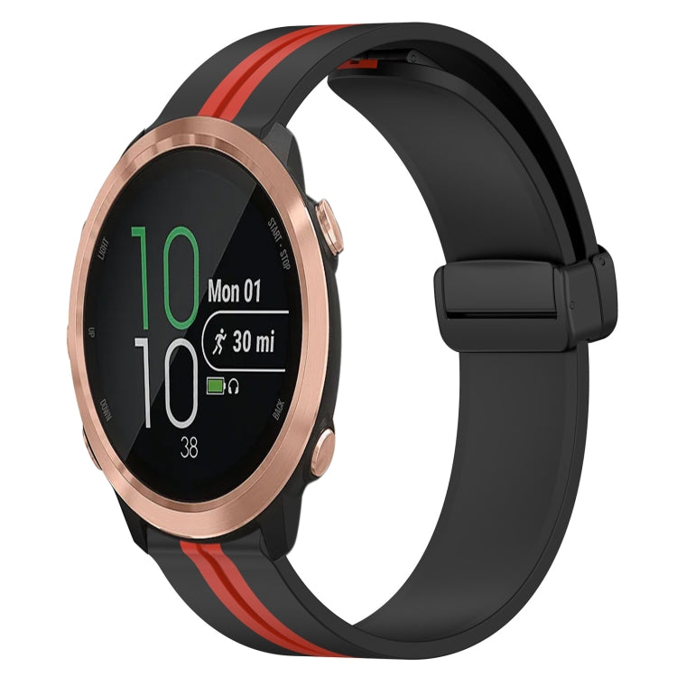 For Garmin Forerunner 645 Music 20mm Folding Magnetic Clasp Silicone Watch Band