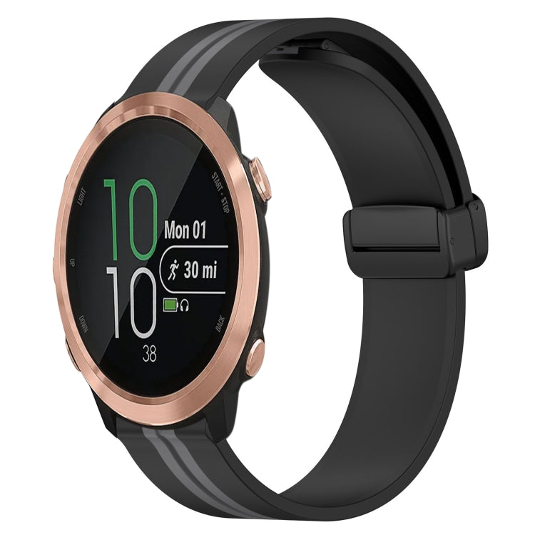 For Garmin Forerunner 645 Music 20mm Folding Magnetic Clasp Silicone Watch Band