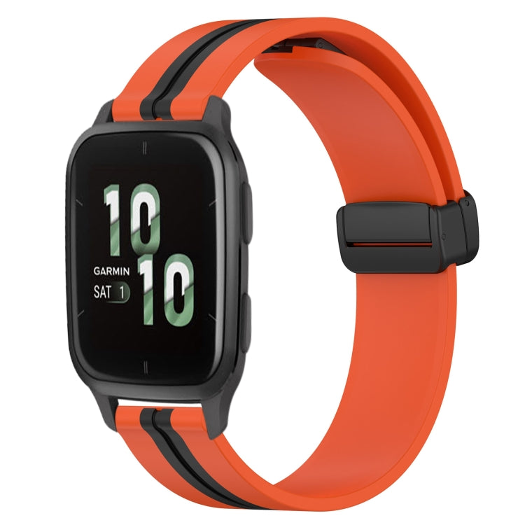 For Garmin Forerunner Sq2 20mm Folding Magnetic Clasp Silicone Watch Band