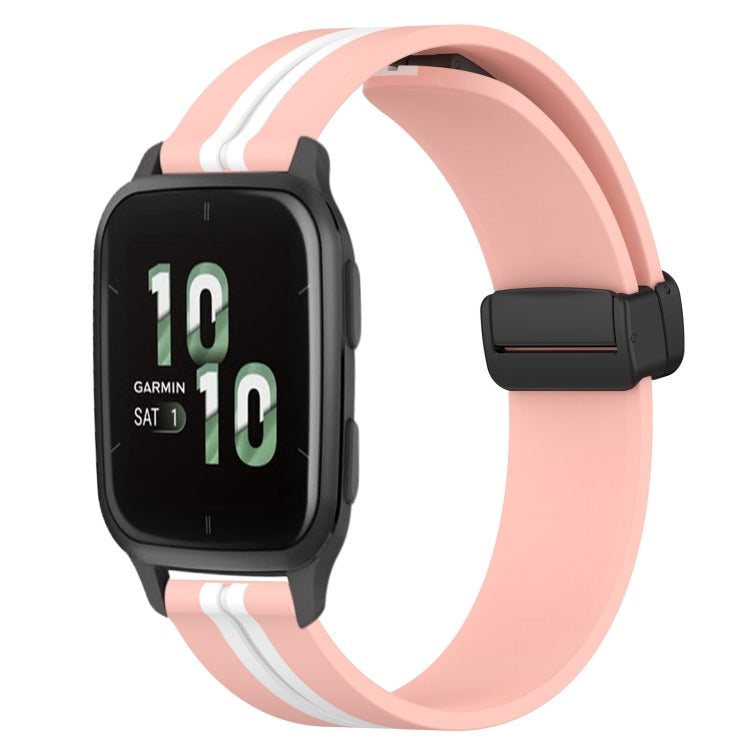 For Garmin Forerunner Sq2 20mm Folding Magnetic Clasp Silicone Watch Band