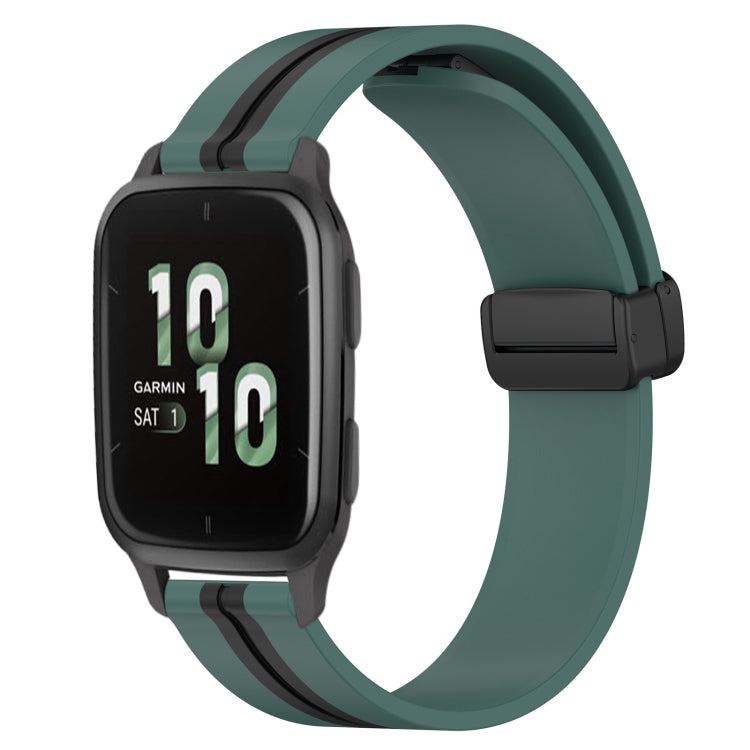 For Garmin Forerunner Sq2 20mm Folding Magnetic Clasp Silicone Watch Band