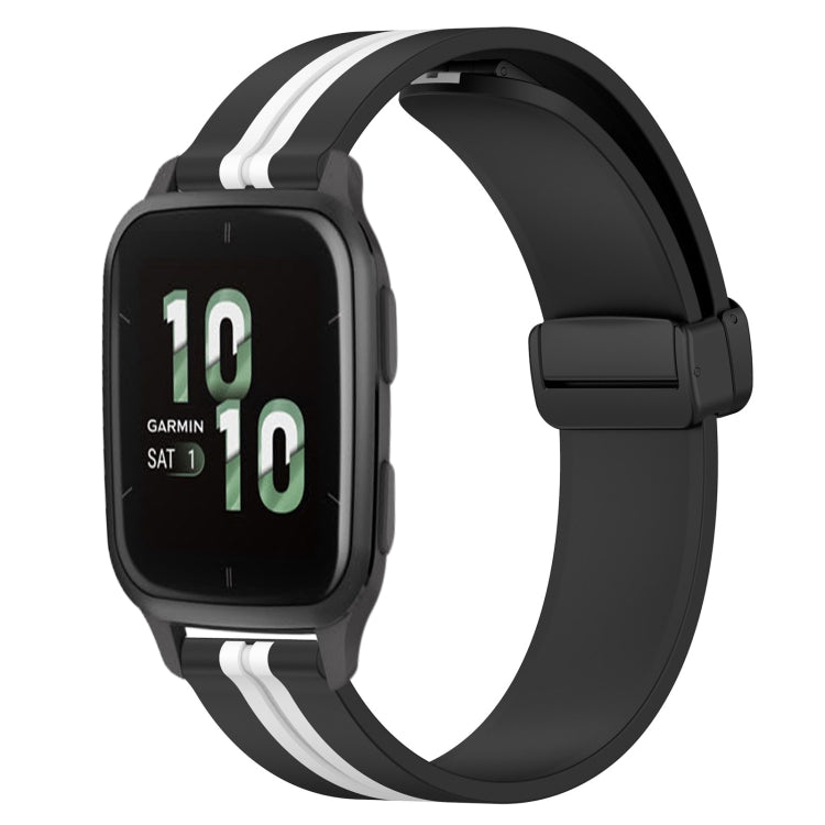 For Garmin Forerunner Sq2 20mm Folding Magnetic Clasp Silicone Watch Band
