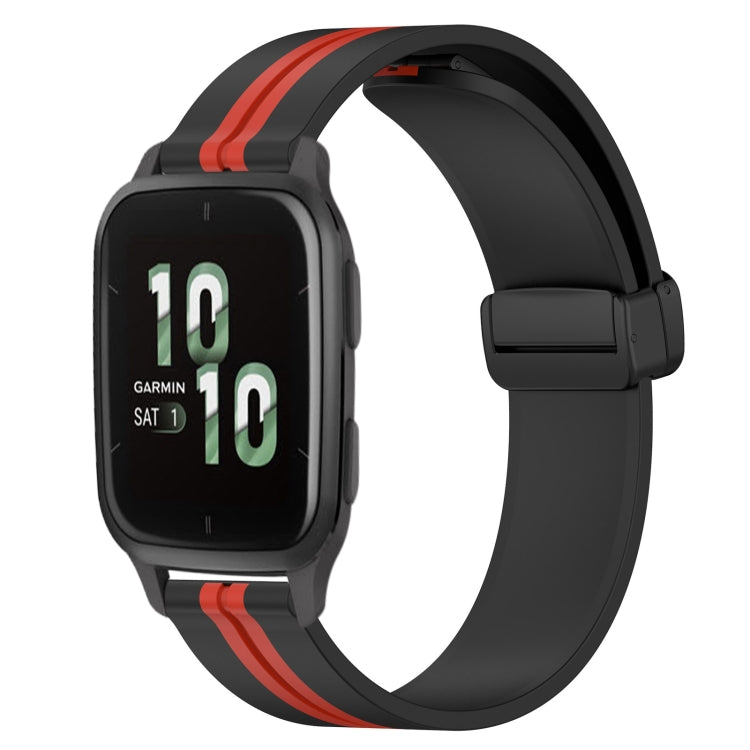 For Garmin Forerunner Sq2 20mm Folding Magnetic Clasp Silicone Watch Band