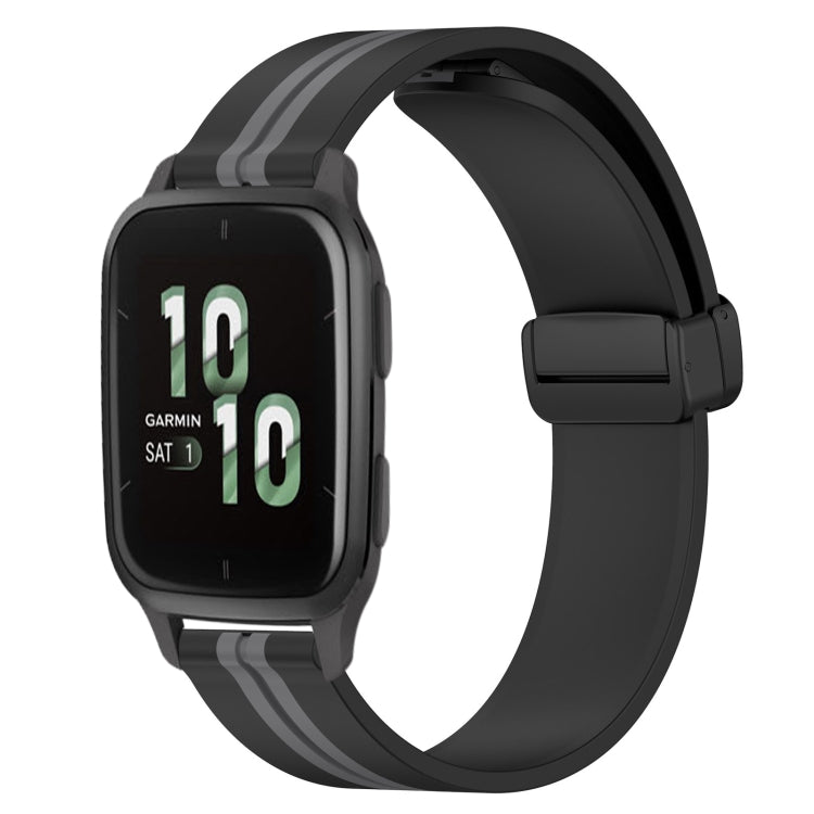 For Garmin Forerunner Sq2 20mm Folding Magnetic Clasp Silicone Watch Band