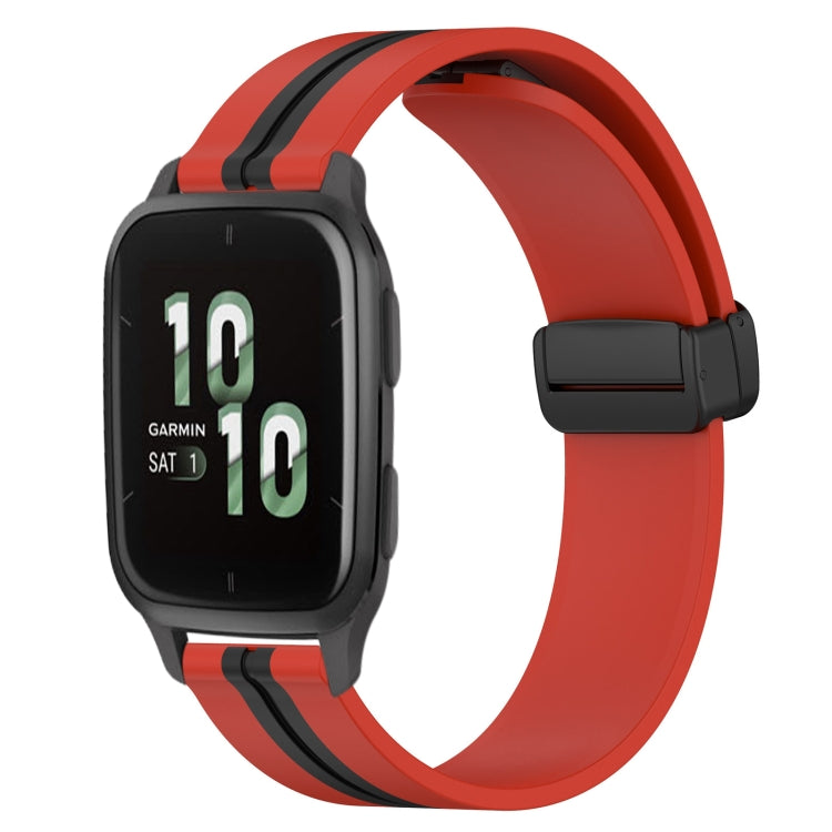 For Garmin Forerunner Sq2 20mm Folding Magnetic Clasp Silicone Watch Band