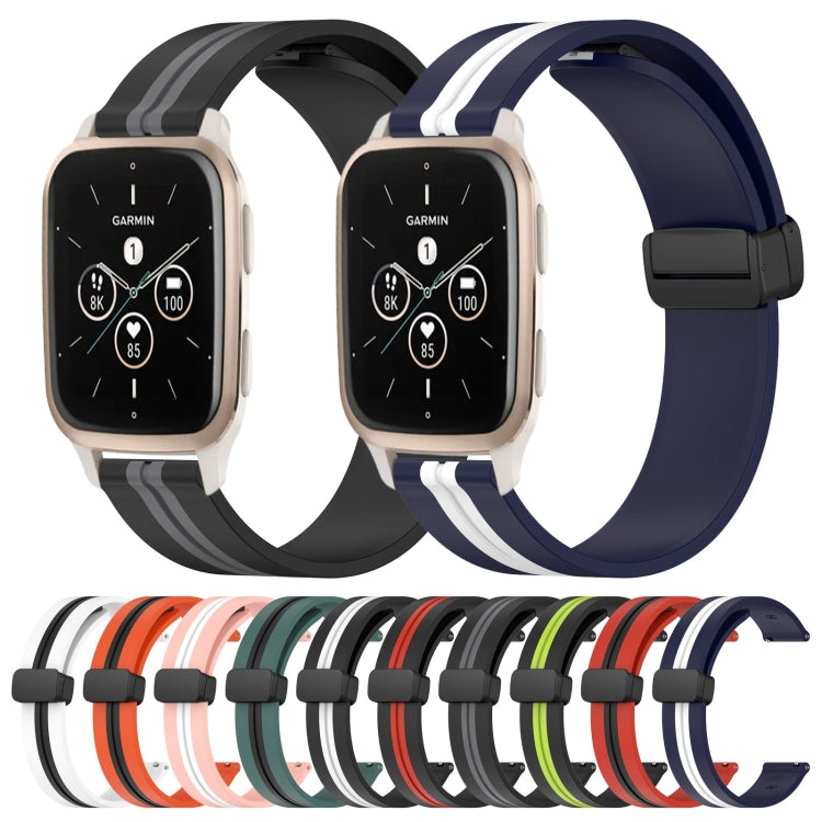 For Garmin Forerunner Sq2 Music 20mm Folding Magnetic Clasp Silicone Watch Band