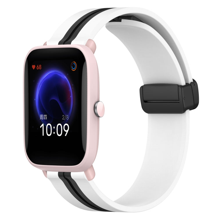 For Amazfit Pop Pro 20mm Folding Magnetic Clasp Silicone Watch Band