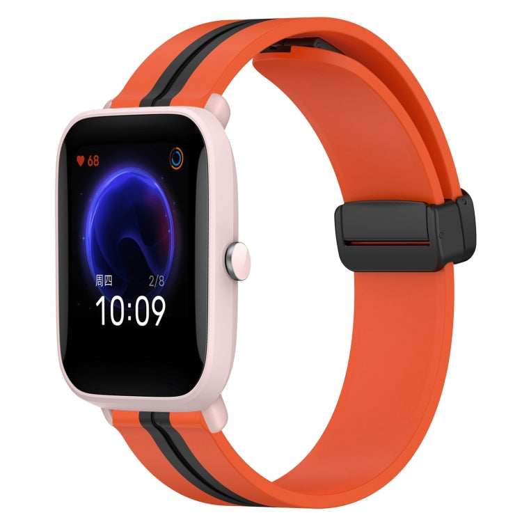 For Amazfit Pop Pro 20mm Folding Magnetic Clasp Silicone Watch Band