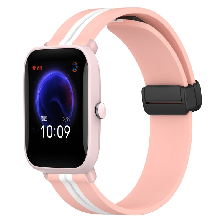 For Amazfit Pop Pro 20mm Folding Magnetic Clasp Silicone Watch Band