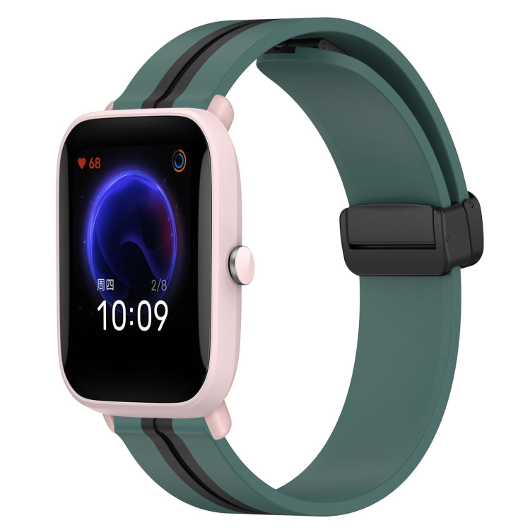 For Amazfit Pop Pro 20mm Folding Magnetic Clasp Silicone Watch Band