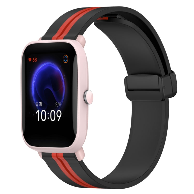 For Amazfit Pop Pro 20mm Folding Magnetic Clasp Silicone Watch Band