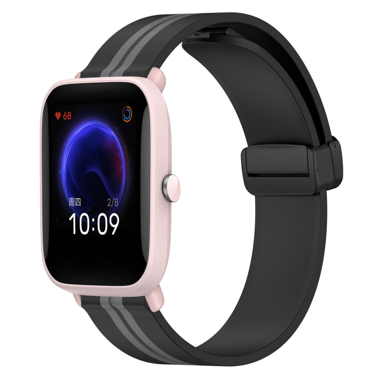 For Amazfit Pop Pro 20mm Folding Magnetic Clasp Silicone Watch Band