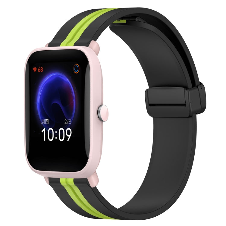 For Amazfit Pop Pro 20mm Folding Magnetic Clasp Silicone Watch Band