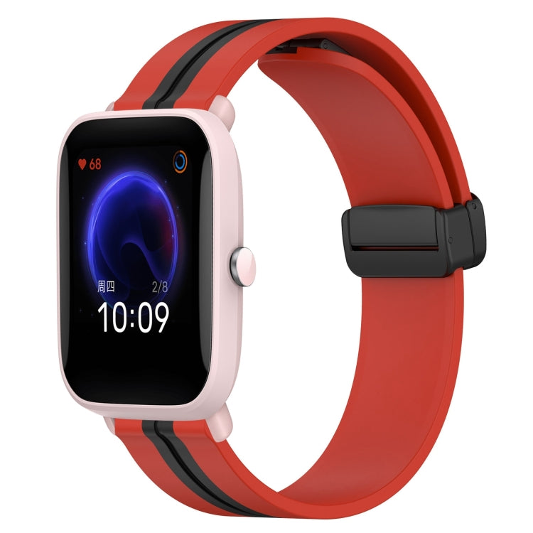 For Amazfit Pop Pro 20mm Folding Magnetic Clasp Silicone Watch Band