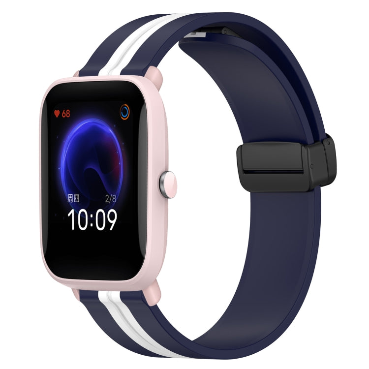 For Amazfit Pop Pro 20mm Folding Magnetic Clasp Silicone Watch Band