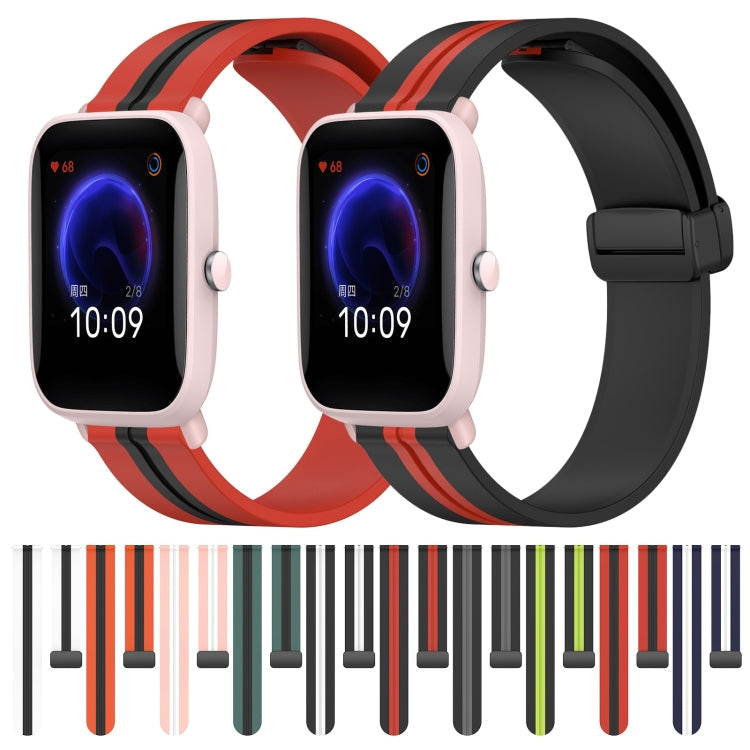For Amazfit Pop Pro 20mm Folding Magnetic Clasp Silicone Watch Band
