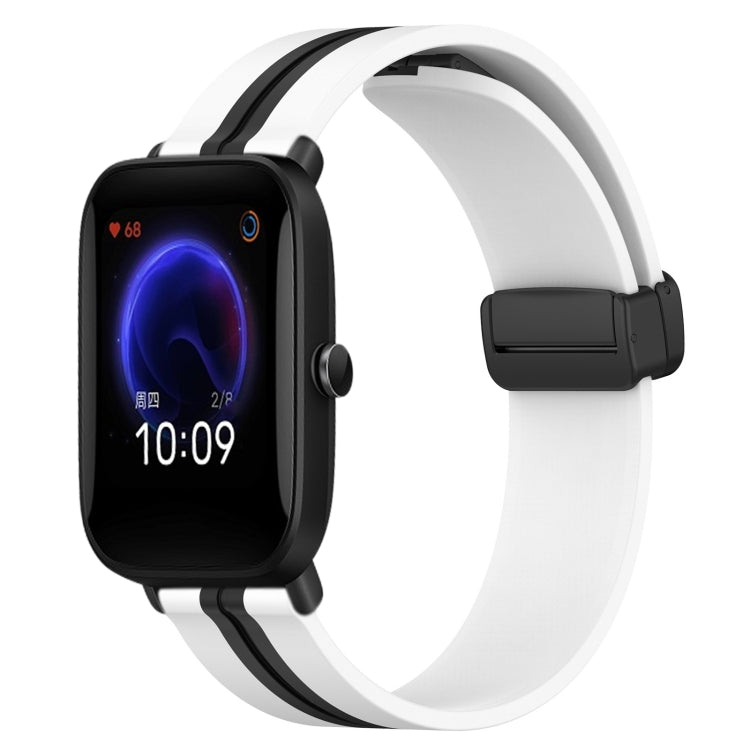 For Amazfit Pop 20mm Folding Magnetic Clasp Silicone Watch Band