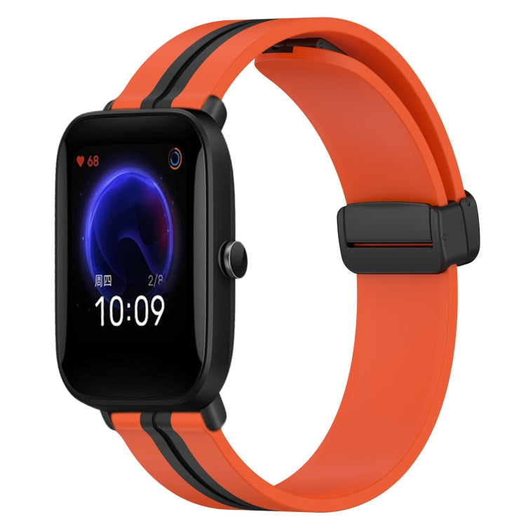For Amazfit Pop 20mm Folding Magnetic Clasp Silicone Watch Band