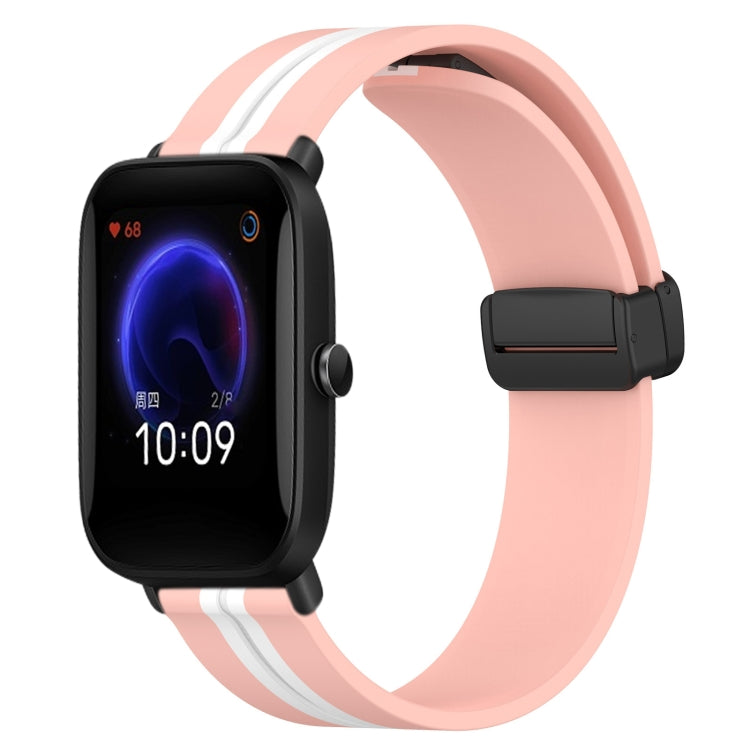 For Amazfit Pop 20mm Folding Magnetic Clasp Silicone Watch Band