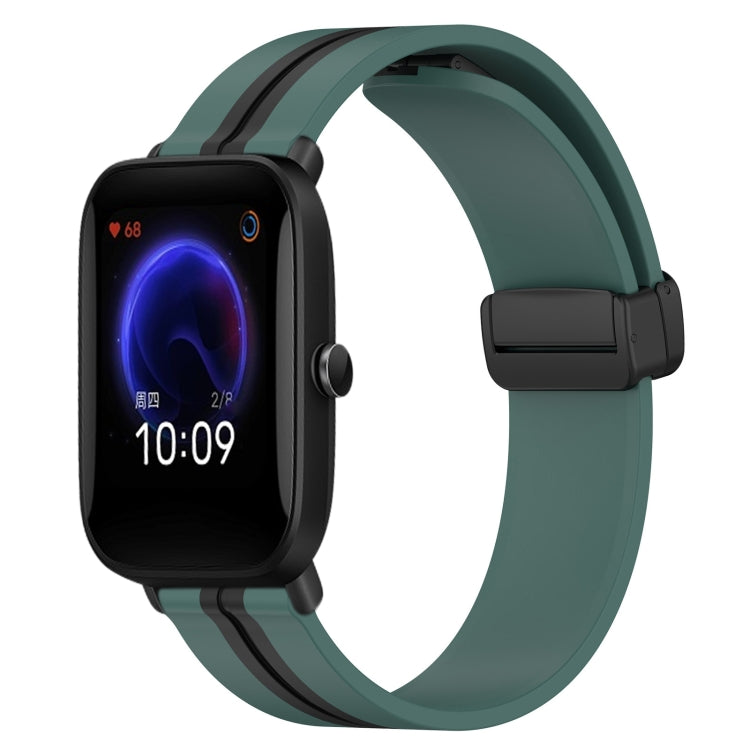 For Amazfit Pop 20mm Folding Magnetic Clasp Silicone Watch Band