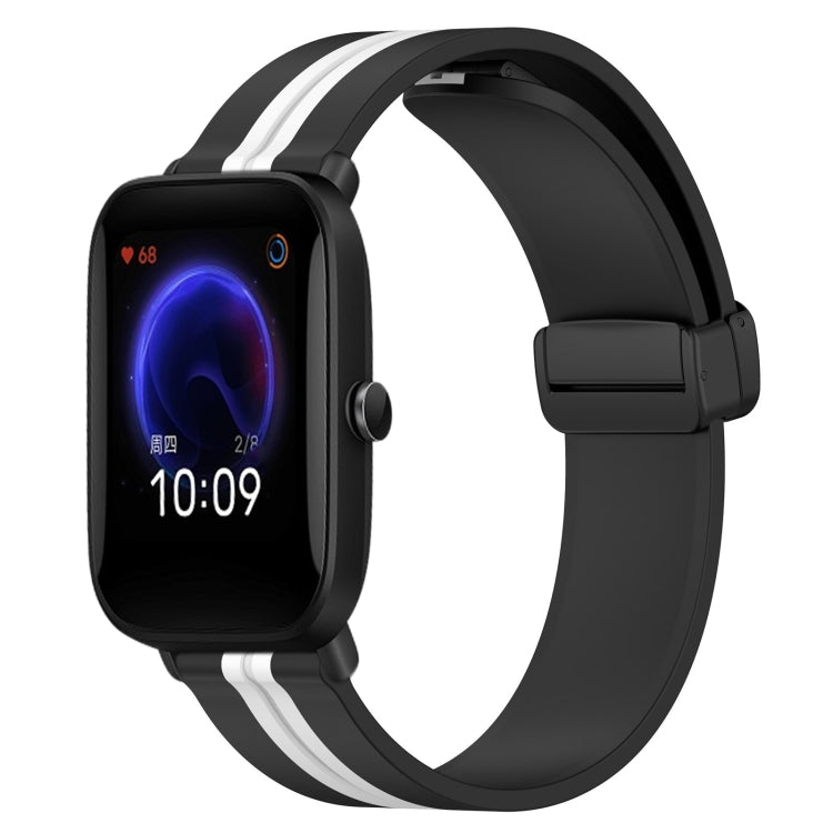 For Amazfit Pop 20mm Folding Magnetic Clasp Silicone Watch Band