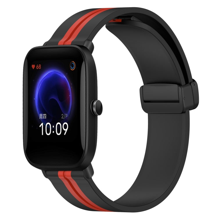 For Amazfit Pop 20mm Folding Magnetic Clasp Silicone Watch Band