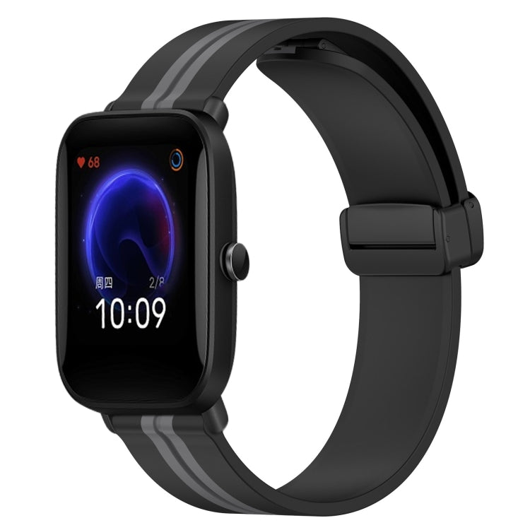 For Amazfit Pop 20mm Folding Magnetic Clasp Silicone Watch Band