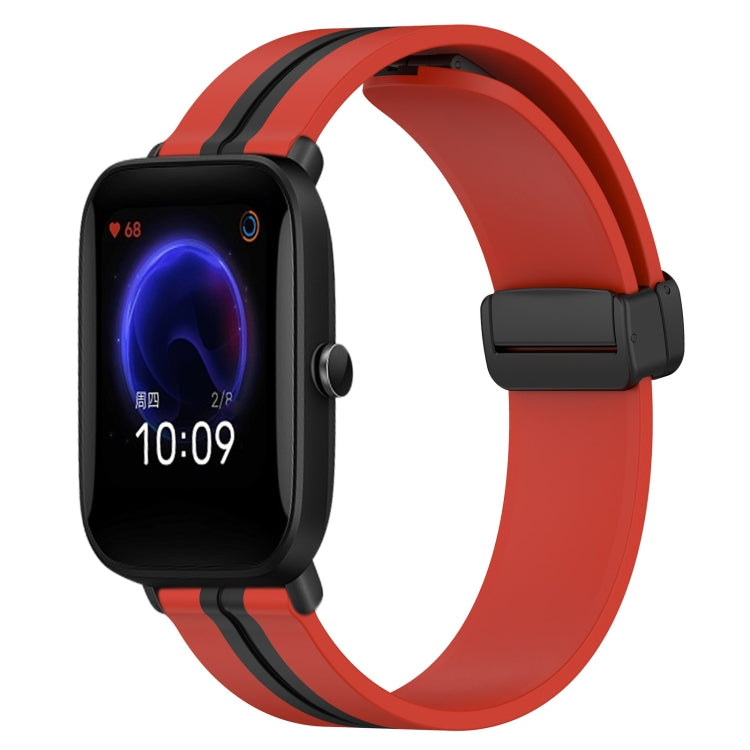 For Amazfit Pop 20mm Folding Magnetic Clasp Silicone Watch Band