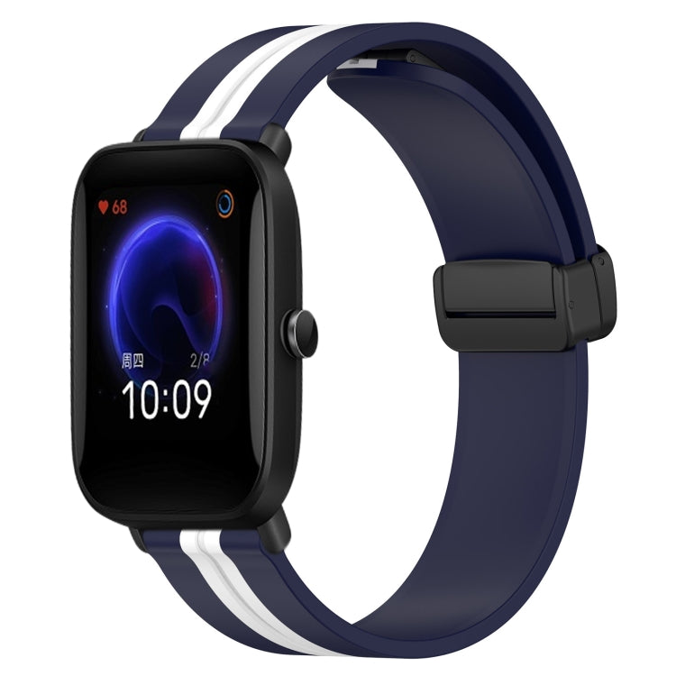 For Amazfit Pop 20mm Folding Magnetic Clasp Silicone Watch Band