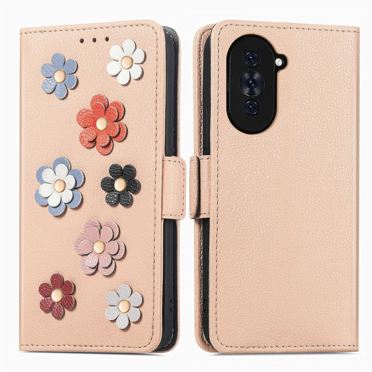 For Huawei Nova 10 Pro Stereoscopic Flowers Leather Phone Case