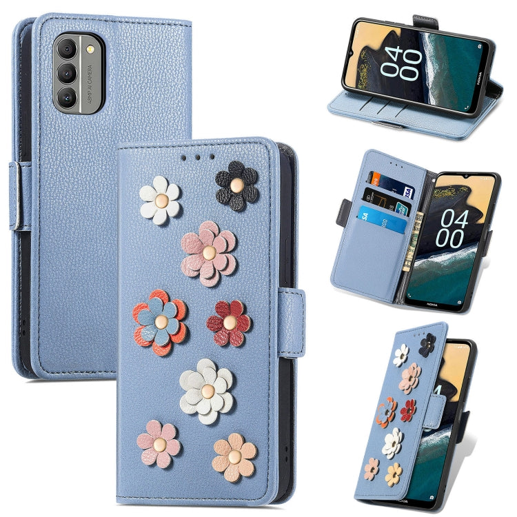 For Nokia G400 Stereoscopic Flowers Leather Phone Case