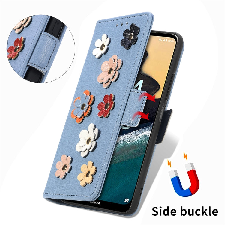 For Nokia G400 Stereoscopic Flowers Leather Phone Case