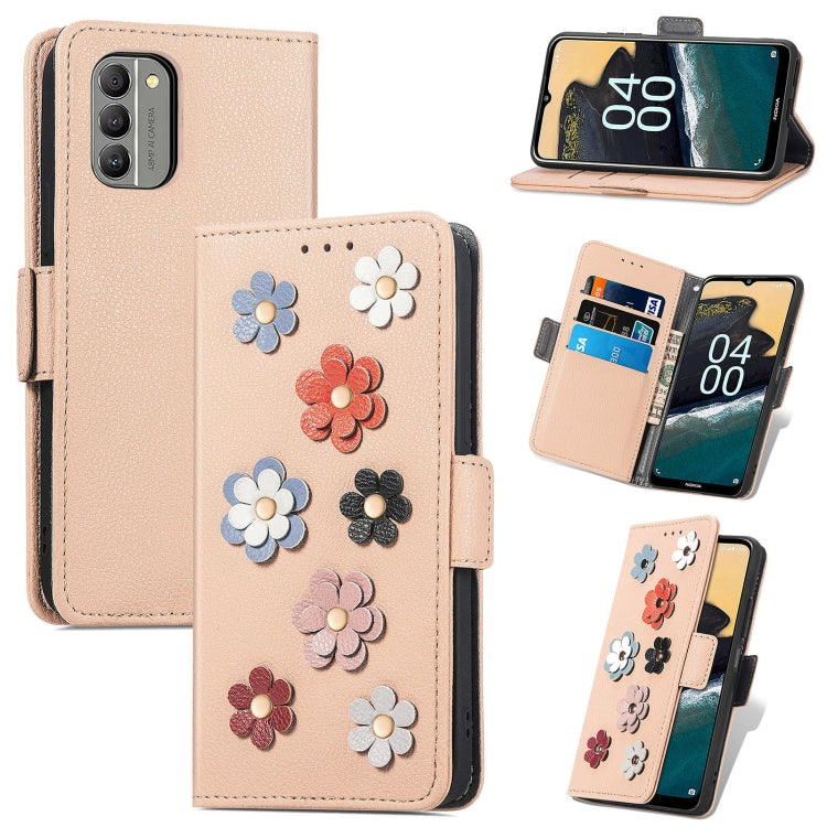 For Nokia G400 Stereoscopic Flowers Leather Phone Case