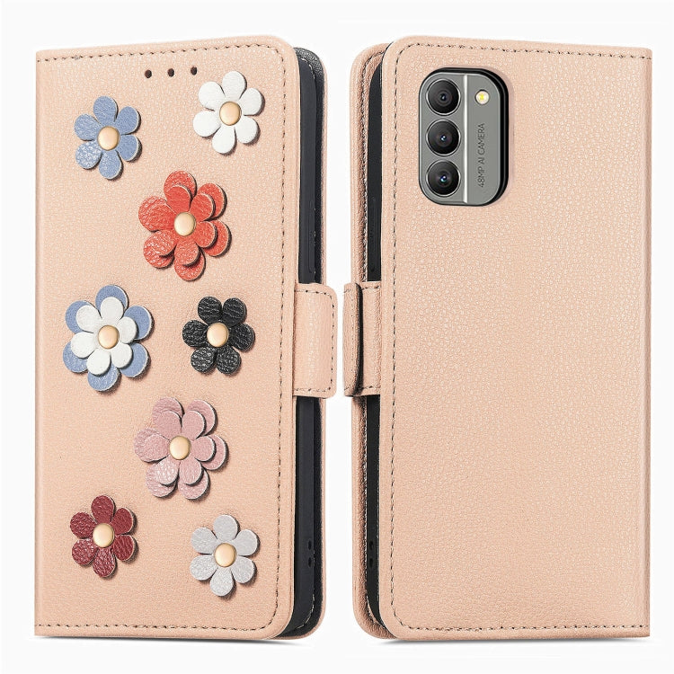For Nokia G400 Stereoscopic Flowers Leather Phone Case